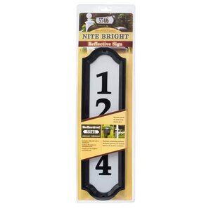 Whitehall Products Nite Bright Address Sign, 16" x 4.5", Black Numbers White Ref